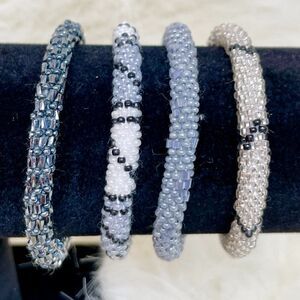 HAND CRAFTED in Nepal Beaded Bracelets (set of 4) BLGR4